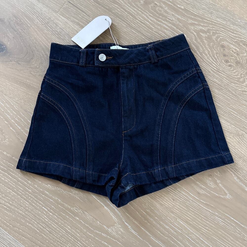 Meshki Denim Meadow Shorts Size XS in Indigo Dark Blue
